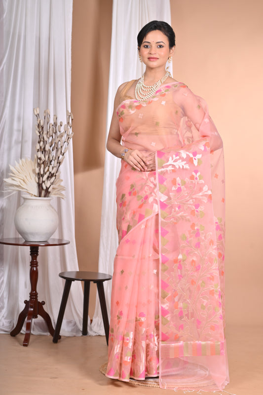 HEAVY JAMDANI SILK ORGANZA SAREE