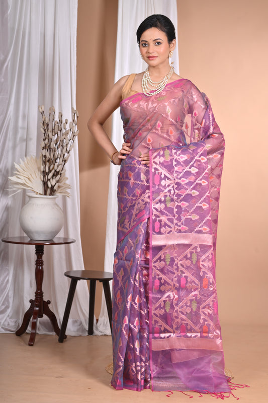 HEAVY JAMDANI SILK ORGANZA SAREE