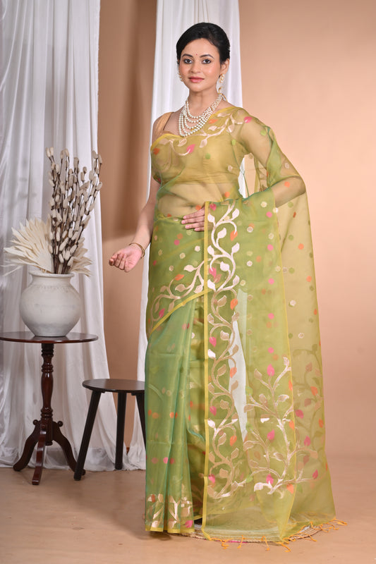 HEAVY JAMDANI SILK ORGANZA SAREE