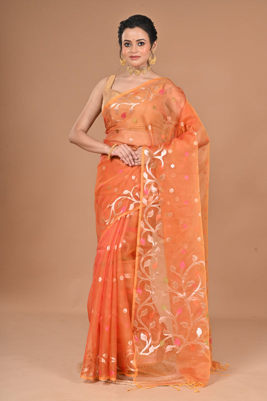 HEAVY JAMDANI SILK ORGANZA SAREE