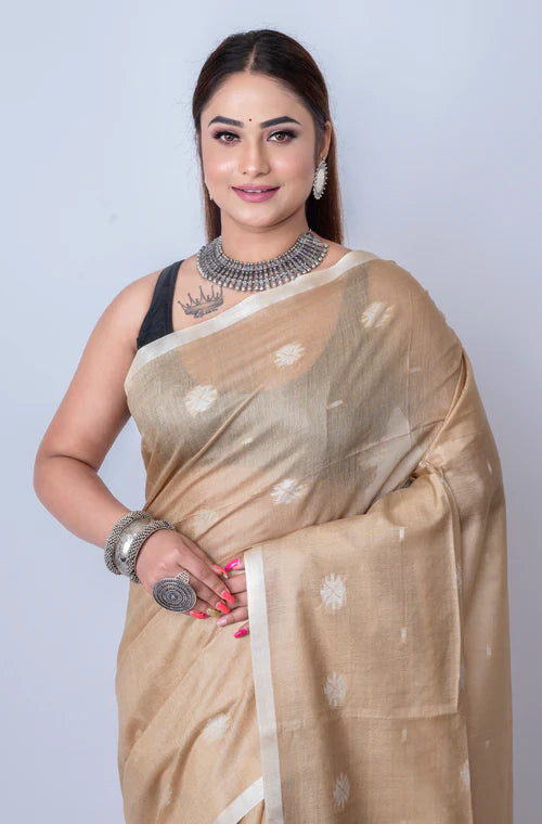 Bhagalpuri Cotton Staple Ghicha Saree