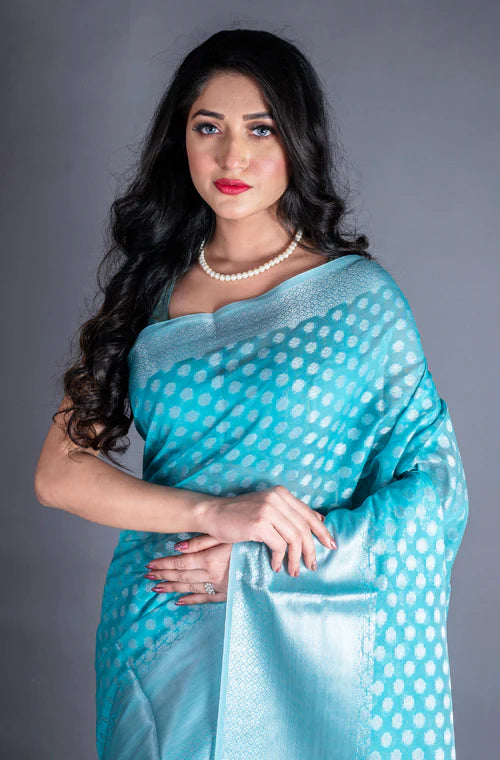 Chanderi Silk All Over Zari Butta Saree