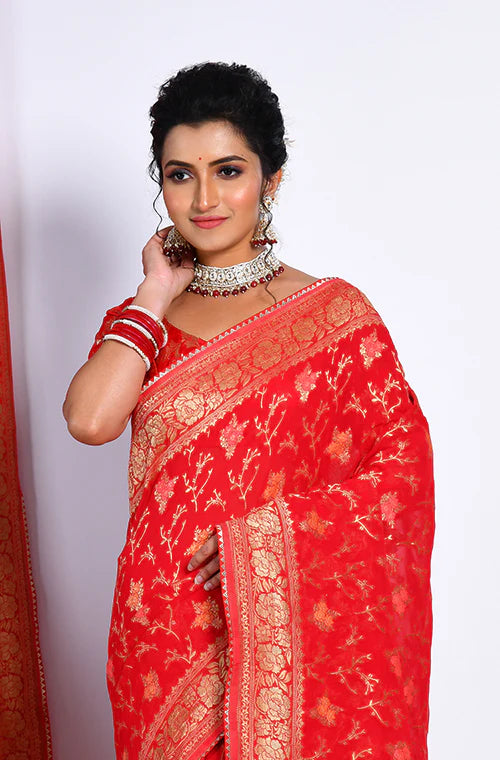 Pure Georgette All Over Zari Work Saree