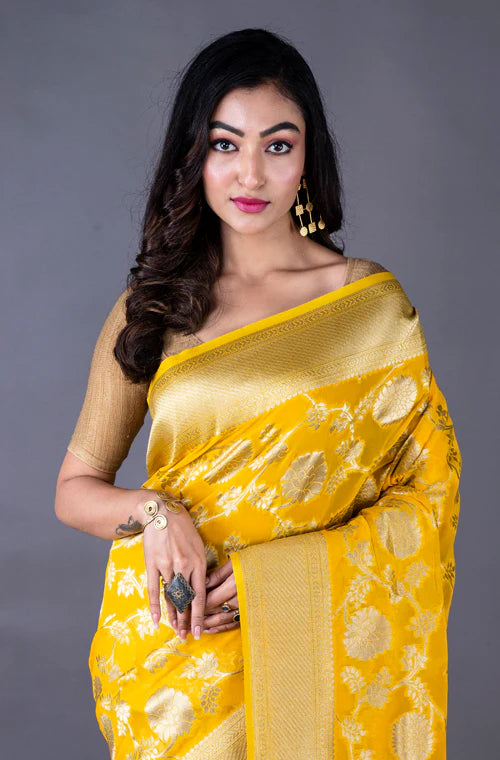 Yellow Woven Georgette Banarasi Saree