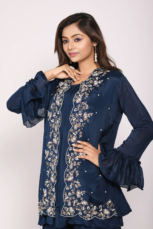 Jacket With Sharara Set With Hand Embroidery