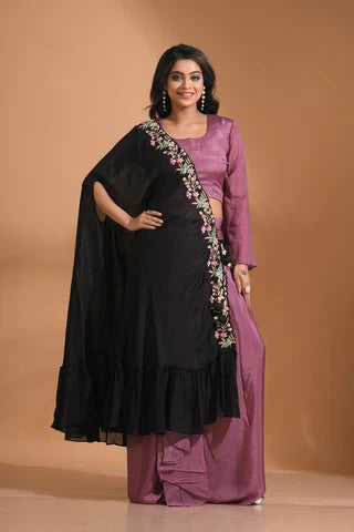 Crop Top With Dupatta And Embroidery