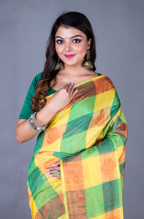 Chanderi Silk Colour Block Saree