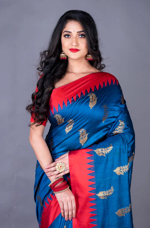 South Chanderi Silk Temple Border Heavy Butta Saree