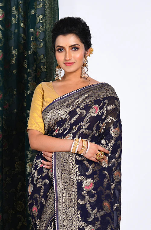 Pure Georgette All Over Zari Work Saree