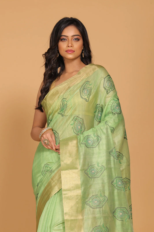 Kota Tissue Zari Embroidery Saree