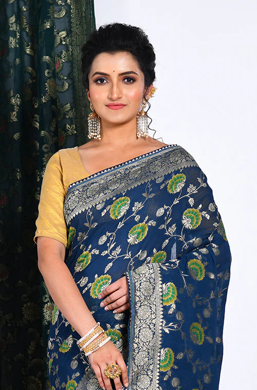 Pure Georgette All Over Zari Work Saree