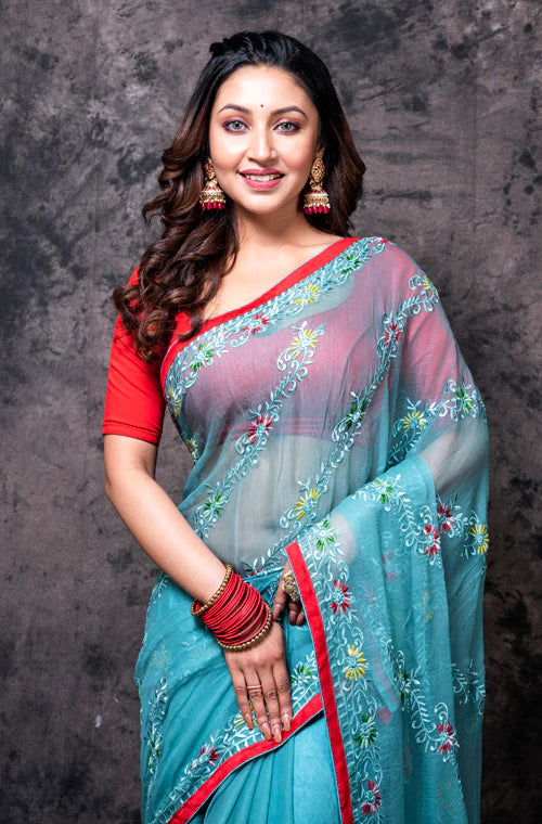 Fancy Embroidery Saree