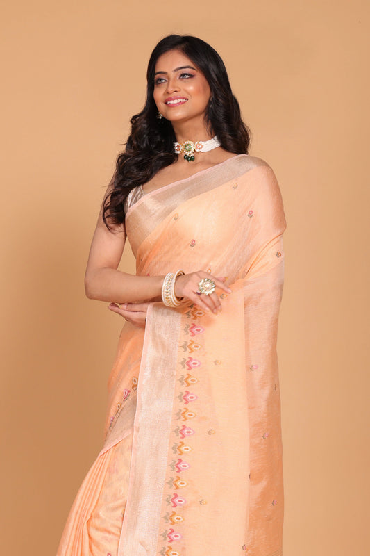 Semi Linen Embroidery Saree