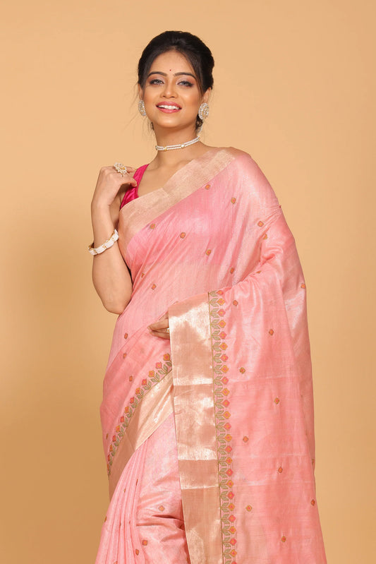 Kota Zari Striped Embroidery Saree