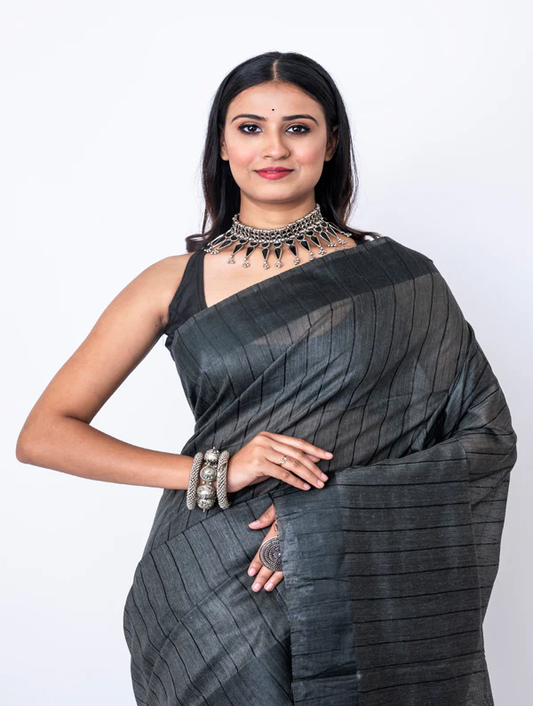 Bhagalpur Cotton Striped Saree