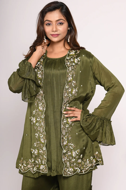 Jacket With Sharara Set With Hand Embroidery