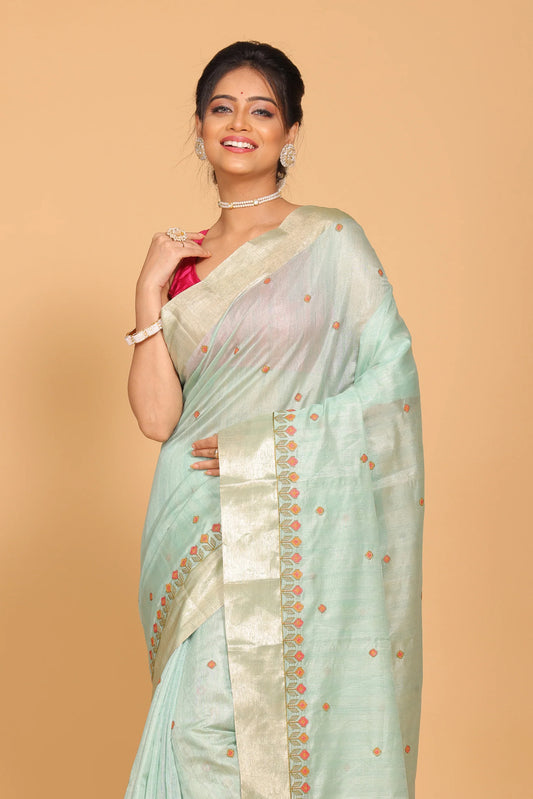 Kota Zari Striped Embroidery Saree