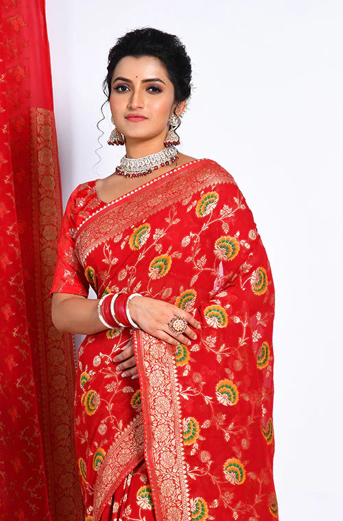 Pure Georgette All Over Zari Work Saree