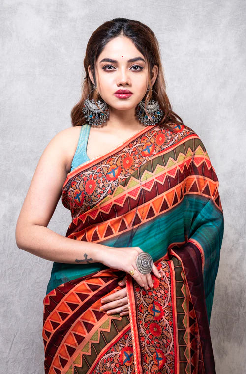 Viscose Organza Digital Print Saree