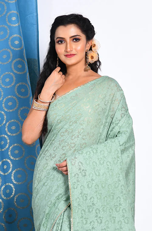 Pure Chanderi All Over Embroidery Saree