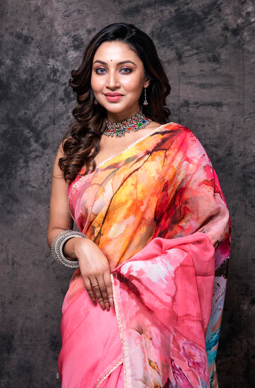 Viscose Organza Digital Print Saree