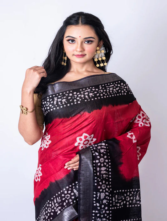 Bhagalpur Batik Print Cotton Saree