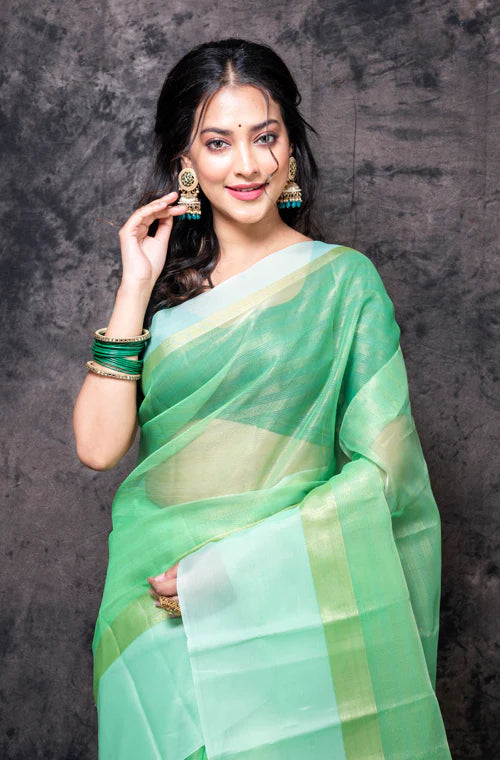 Tissue Check Kora Saree