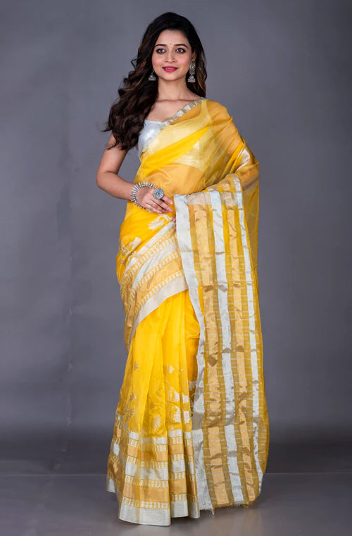 Yellow Banarasi Saree