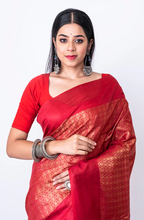 Red Silk Zari Saree