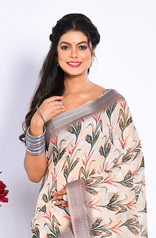 Semi Linen Saree