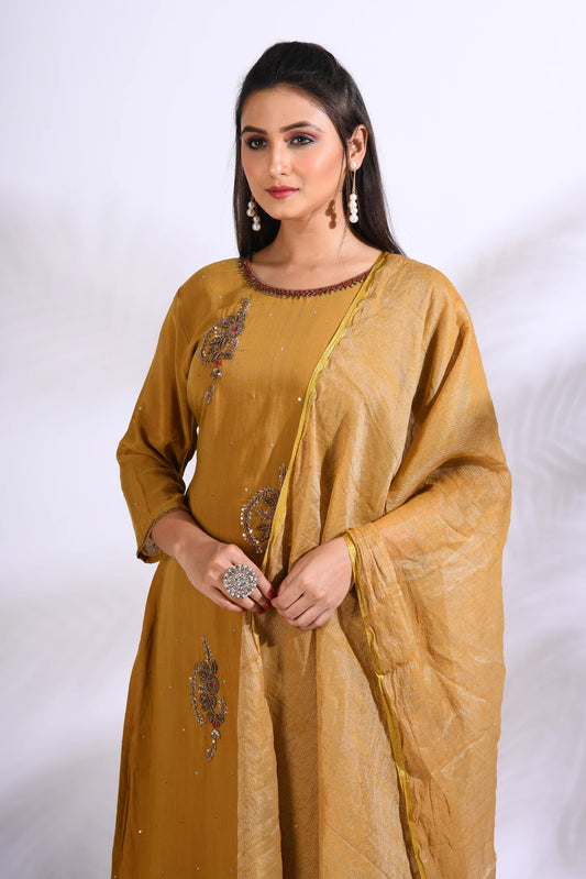 Sharara With Long Jacket And Dupatta With Hand Embroidery