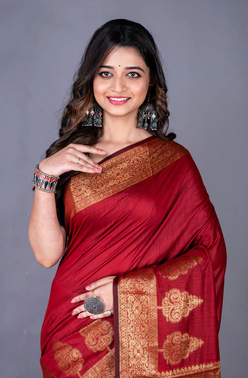 South Chanderi Silk Temple Border Saree