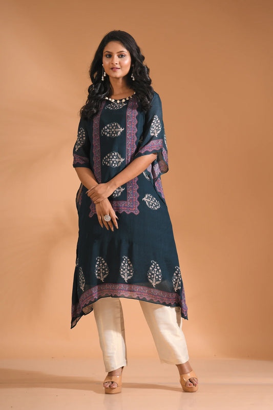 Printed Kaftan Set With Pant