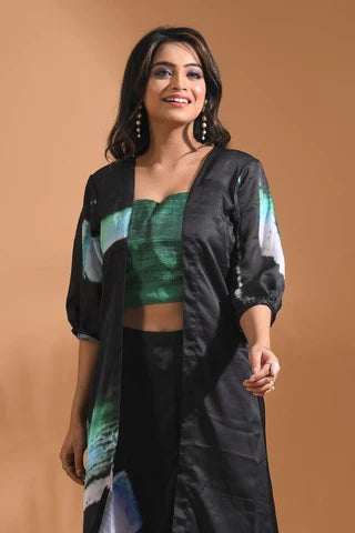 Printed Palazzo Set With Long Jacket