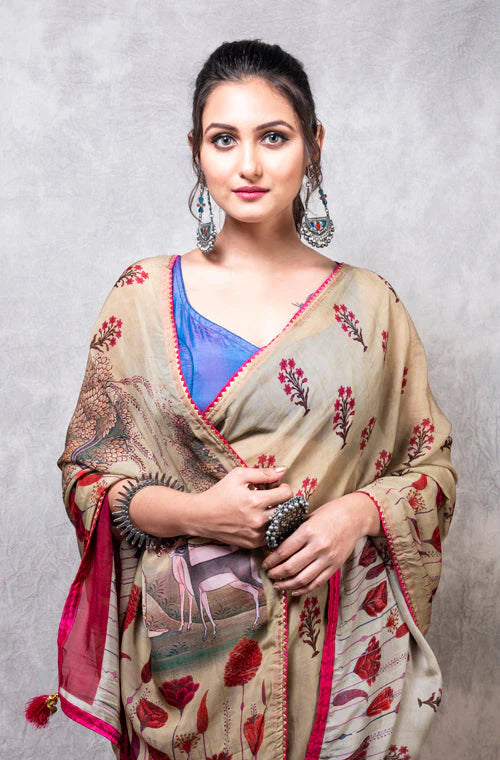 Viscose Organza Digital Print Saree