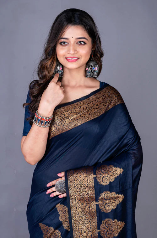 South Chanderi Silk Temple Border Saree