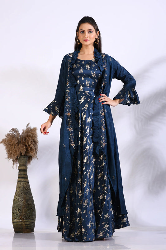 Long Gown With Hand Embroidery Jacket