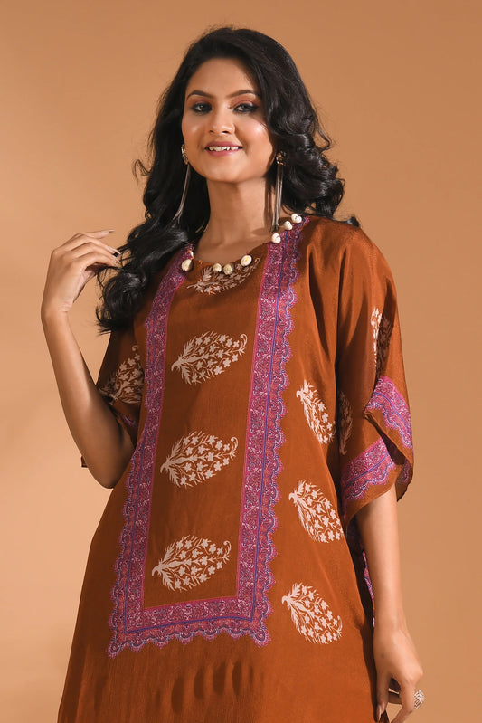 Printed Kaftan Set With Pant