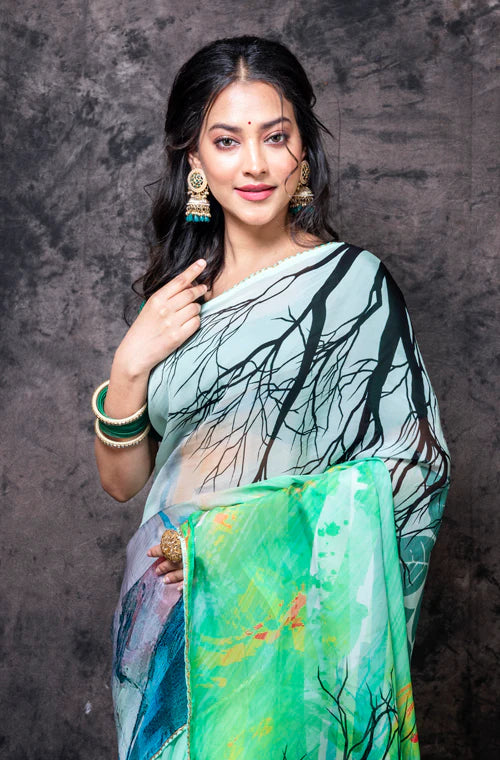 Viscose Organza Digital Print Saree