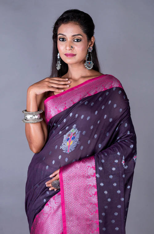 Chanderi Silk All Over Zari Butta Saree