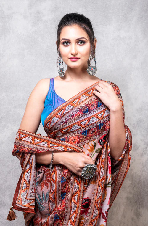 Viscose Organza Digital Print Saree