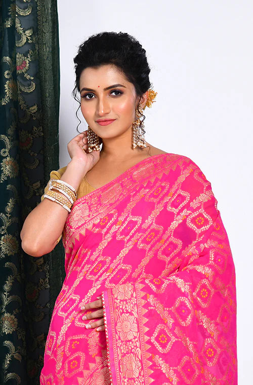 Pure Georgette All Over Zari Work Saree