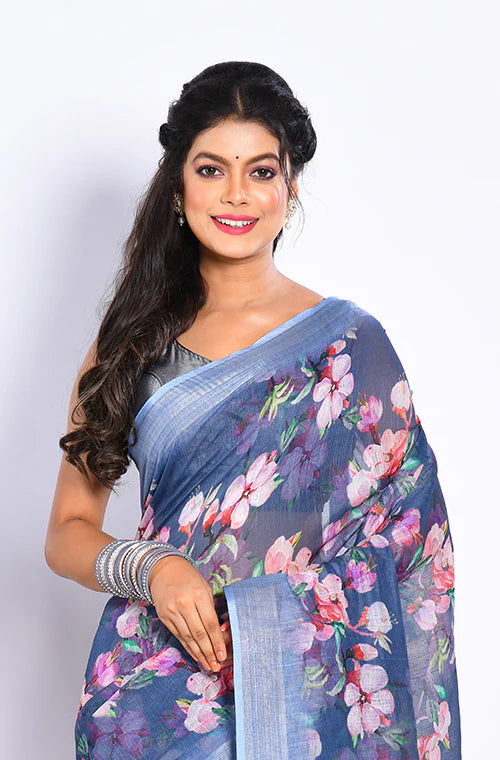 Semi Linen Saree