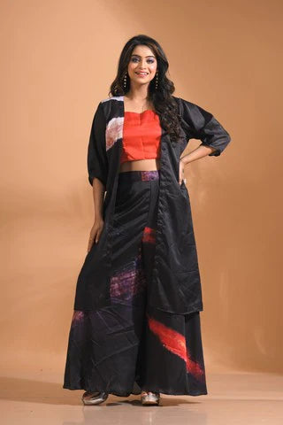 Printed Palazzo Set With Long Jacket