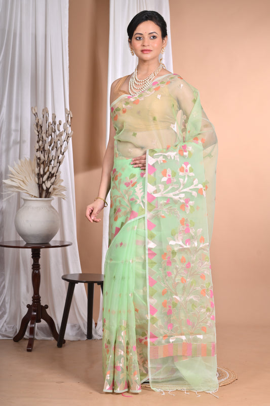 HEAVY JAMDANI SILK ORGANZA SAREE