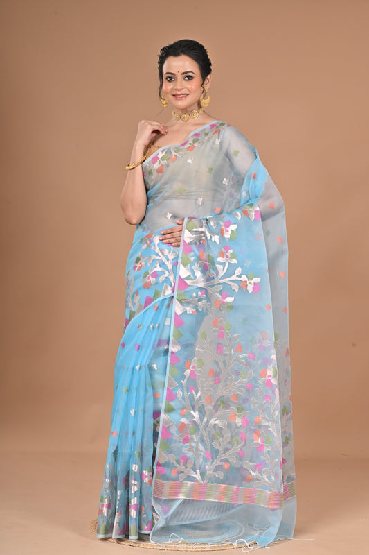 HEAVY JAMDANI SILK ORGANZA SAREE