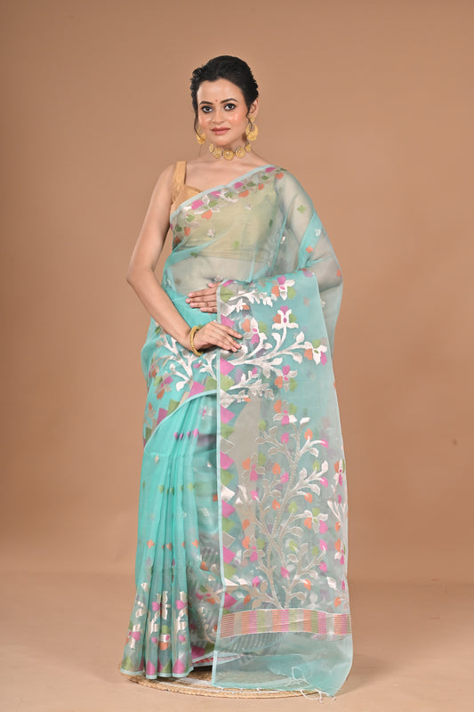 HEAVY JAMDANI SILK ORGANZA SAREE
