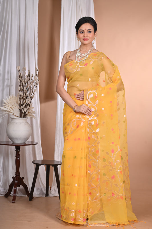 HEAVY JAMDANI SILK ORGANZA SAREE