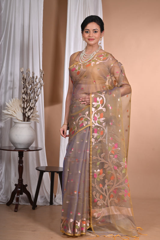 HEAVY JAMDANI SILK ORGANZA SAREE